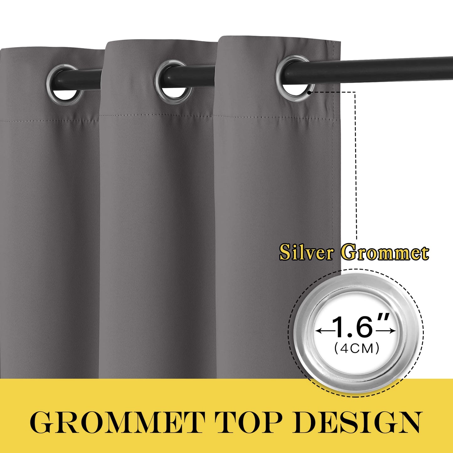 NICETOWN Grey Blackout Curtain 84 inches Long for Bedroom - Thermal Insulated Window Treatment with Grommet Room Darkening Thermal Insulated Panel for Living Room, W52 x L84, 1 Panel