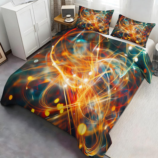 PAISUOQ Colorful Duvet Cover Full, Abstract Stripes Bedding, Line Geometric Comforter Cover with 2 Pillow Cases, 3 Pieces with Zipper & Ties, Bedroom Decor & Gifts