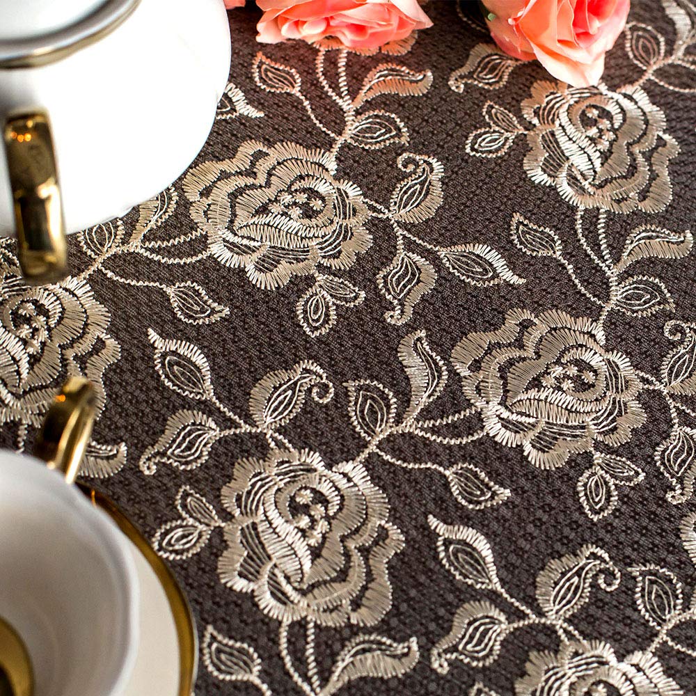 ARTABLE Rectangular Table Cloth Lace Macrame Vintage Tablecloth Shabby Chic Embroidered Oblong Table Cover for Wedding Banquet Holiday Long Dinner Tables (Golden, 59" x 104")