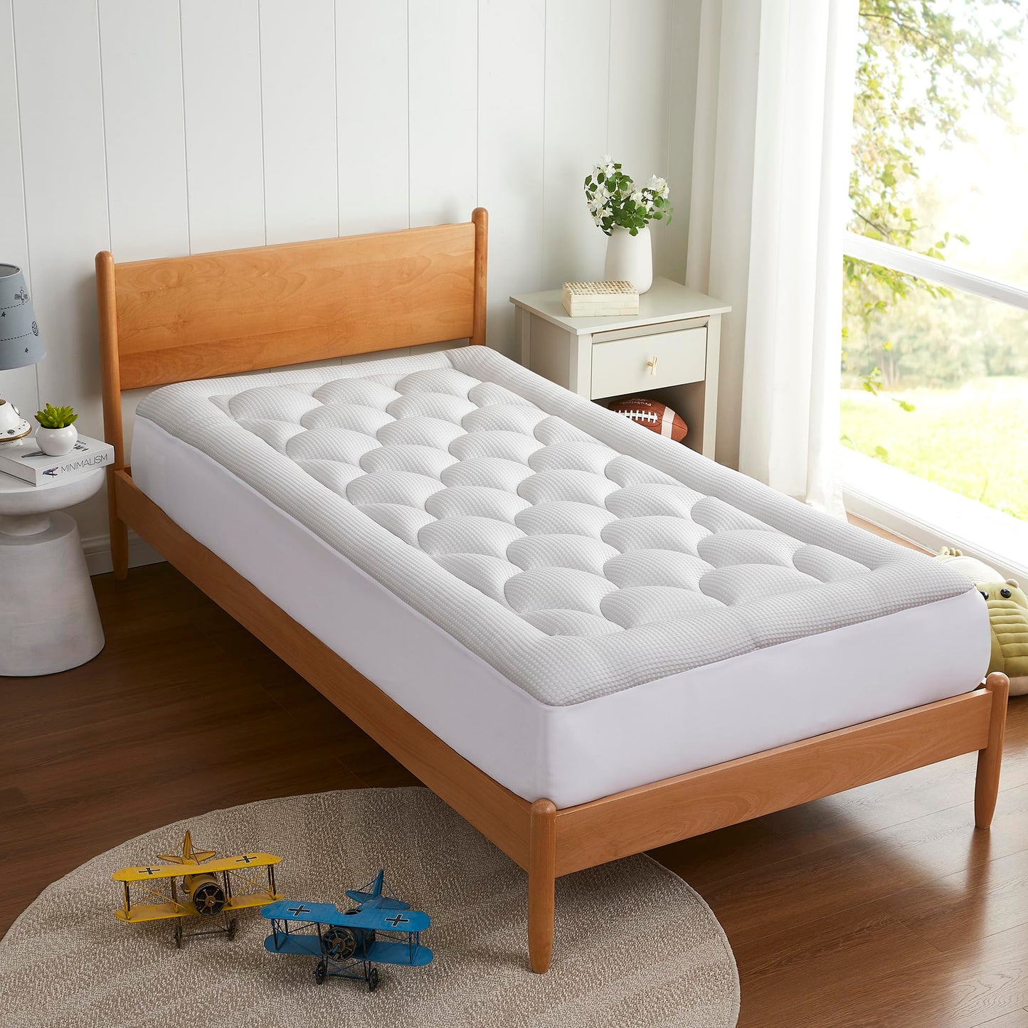 XYZVOON Twin Size Mattress Topper Cooling Breathable, Pillow Top Mattress Pad Supportive for Back Pain Relief, Quilted Fitted with 8-21 inches Deep Pocket, Machine Washable (39x75 inch, Dove Grey)