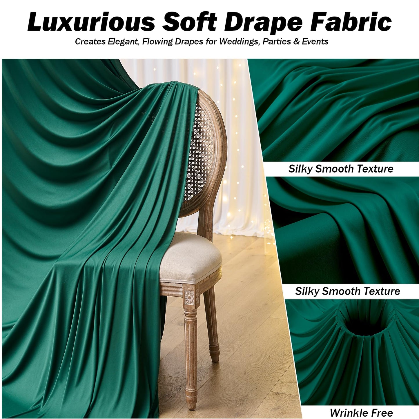 10ft×12ft Forest Green Backdrop Curtains for Wedding Parties, 2 Panels Wrinkle Free Polyester Photo Backdrop Drapes Back Drop Cloth for Birthday Photography Background