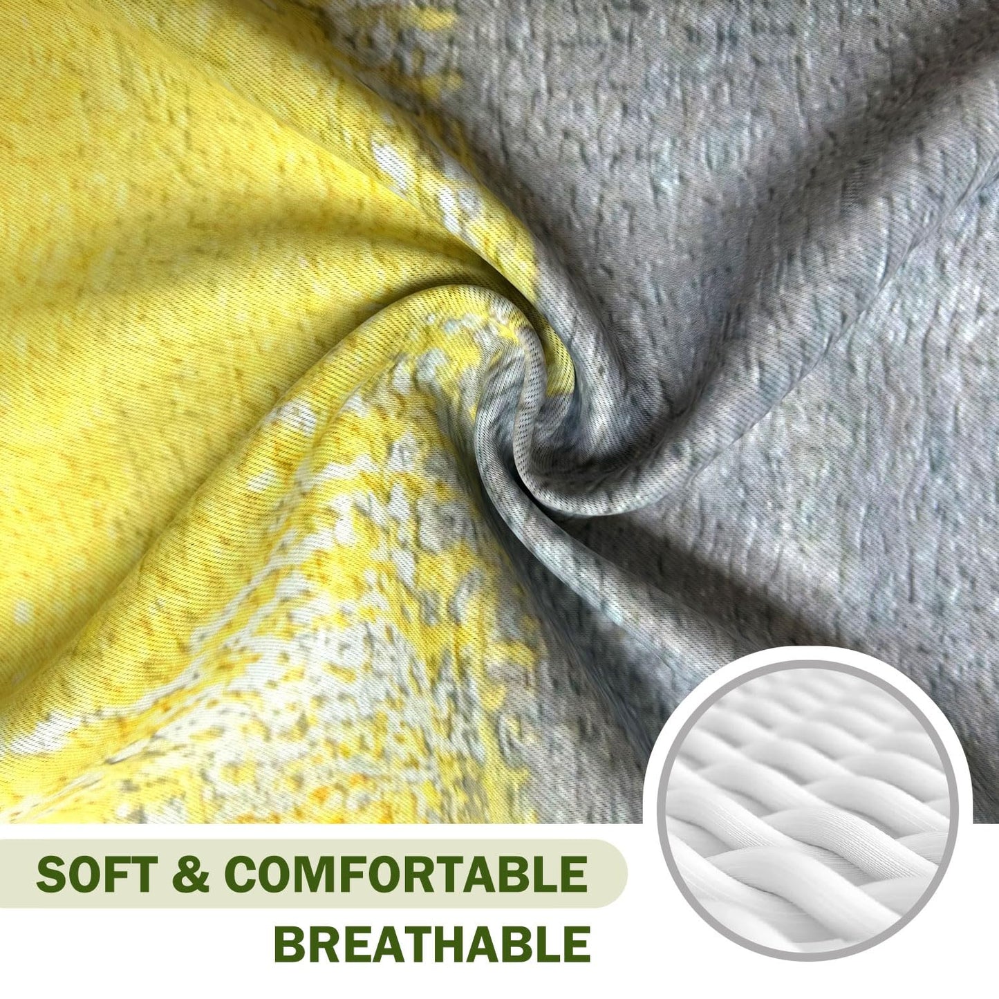 YUVVLFY Yellow Grey Abstract Geometric Curtains – 100% Blackout Grommet Drapes, Thermal Insulated Window Panels for Bedroom, Living Room, Kids Room, 42 x 45 Inch