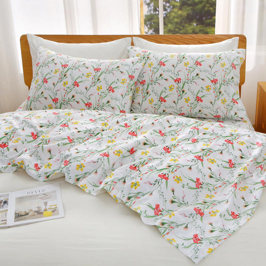 Viviland Full Bed Sheet Set - 4 Piece Double Brushed Microfiber Bedding - Deep Pocket Up to 15", Ultra Soft, Breathable & Wrinkle Resistant Skin-Friendly Cooling Sheets for Adult - Gilded Romance(F)