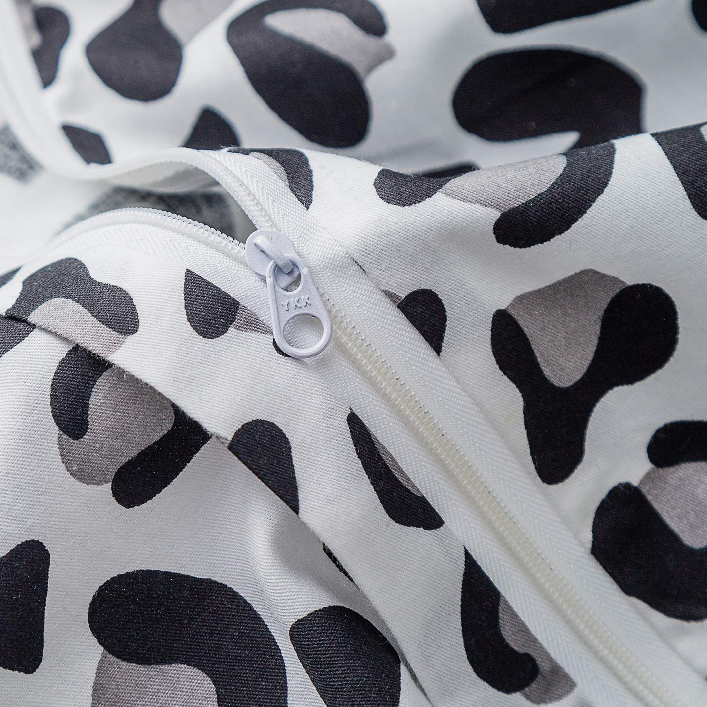 SUSYBAO Black White Cheetah Duvet Cover Queen 100% Cotton 3 Pcs Set 1 Grey Snow Leopard Duvet Cover with Zipper Ties 2 Pillowcases Luxury Soft Gray Animal Print Bedding Set Breathable