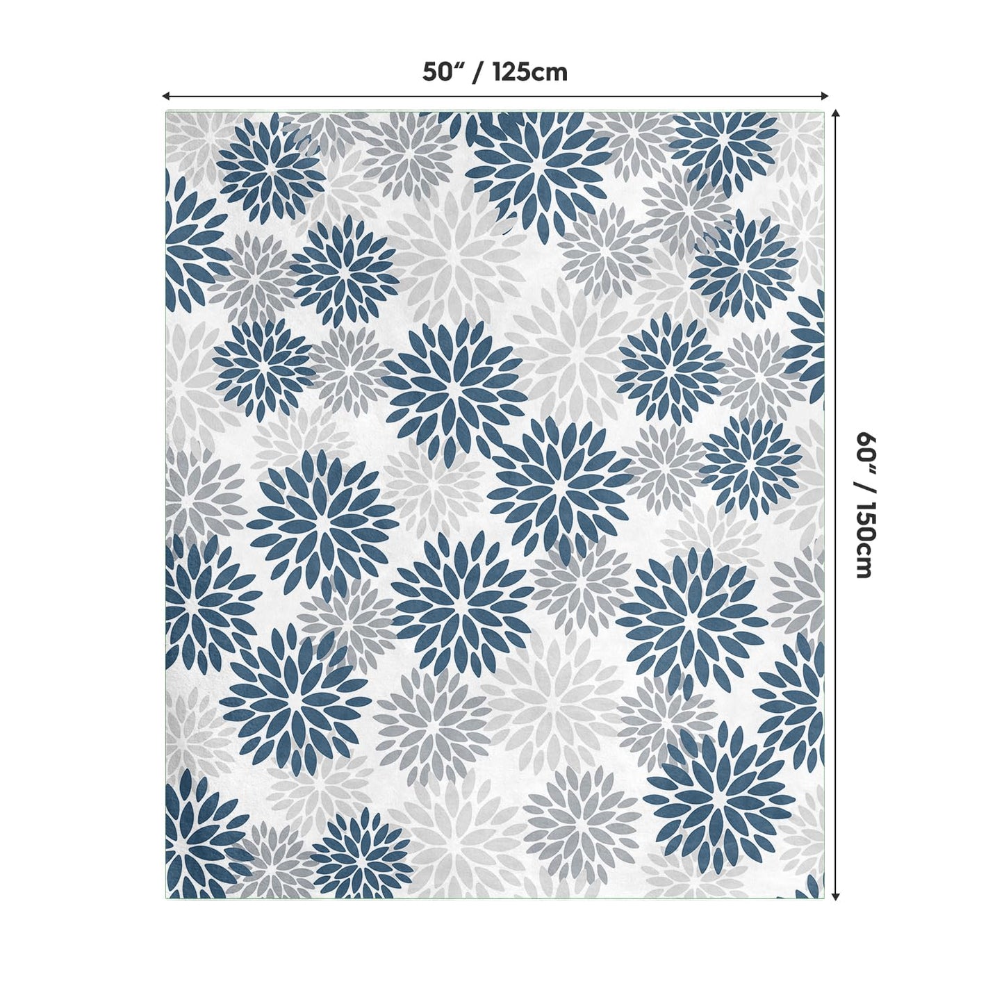 Horaldaily Blue Grey Silver Dahlia Pinnata Flannel Blanket Throw, Spring Summer Winter Floral Soft Fuzzy Plush Cozy Fleece Blanket for Couch Sofa Bed Lounging, Ideal Gifts for Kids Adults Self, 50x60