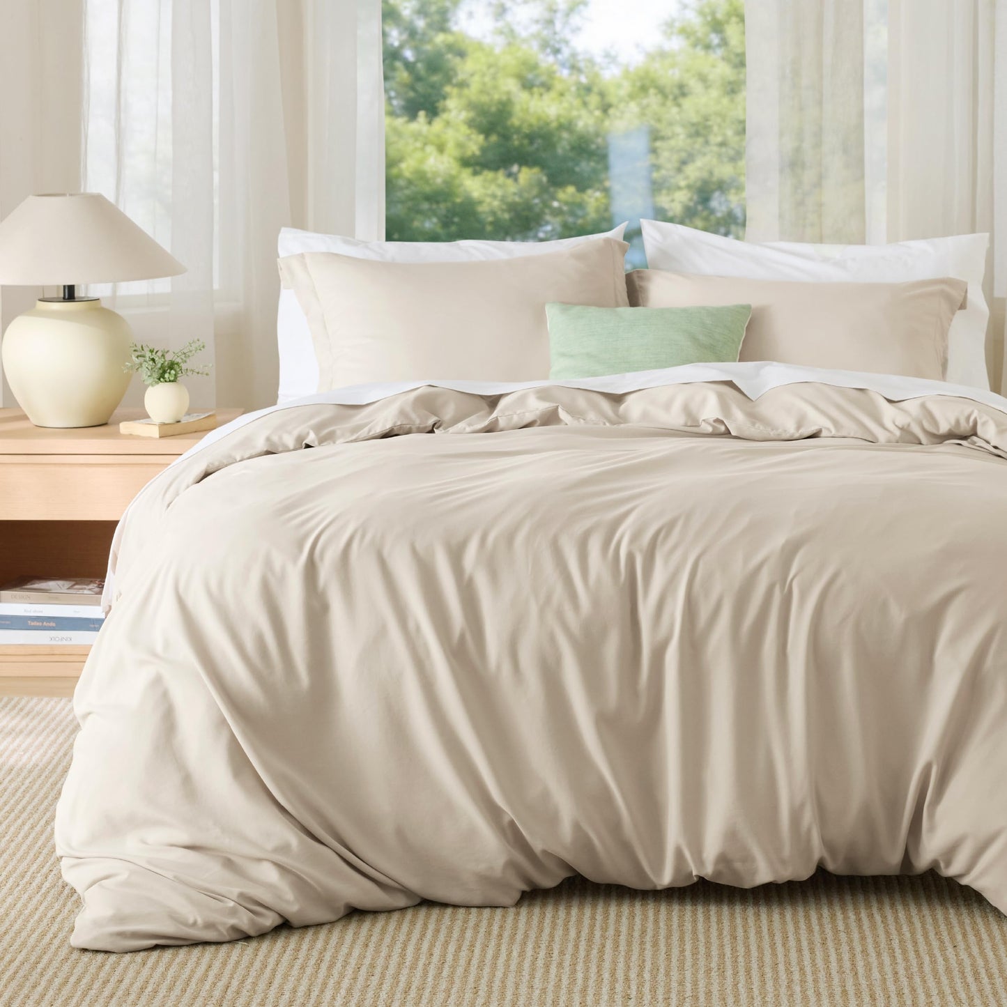 Bedsure Duvet Cover Queen Size - Soft Double Brushed Bedding Set for Kids & Adults, Zipper Closure, 3 Pieces, Includes 1 Duvet Cover (90"x90") & 2 Pillow Shams, NO Comforter, Linen