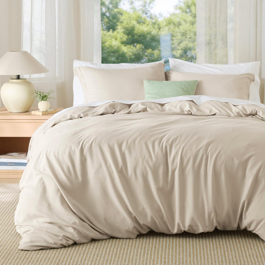 Bedsure Duvet Cover Queen Size - Soft Double Brushed Bedding Set for Kids & Adults, Zipper Closure, 3 Pieces, Includes 1 Duvet Cover (90"x90") & 2 Pillow Shams, NO Comforter, Linen