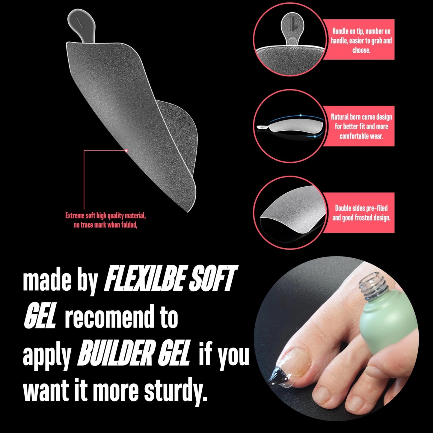 NOVO OVO 120 pcs Long Toe Nail Tips Press on, Curved Full Cover Longtoes Claw, Clear Double Matte Pre-filed Nail Extension for Pedicure Acrylic, Tapered Square Soft Gel Toenails x 12 Sizes