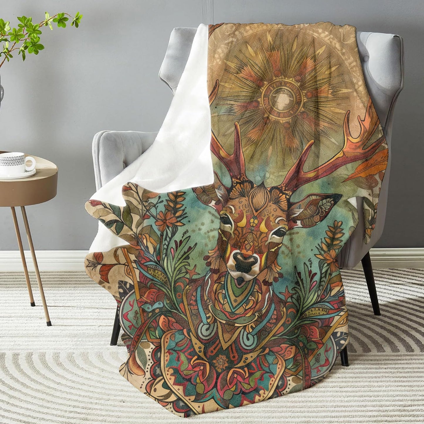 dhakalrlde for Mystical Deer Throw Blanket - Plush, Soft, Comfy, Lightweight, Warm & Fuzzy Flannel, Anti-Pilling for Couch, Bedroom, Travel & Living Room - Unique Gift for Men & Women 50in×60in