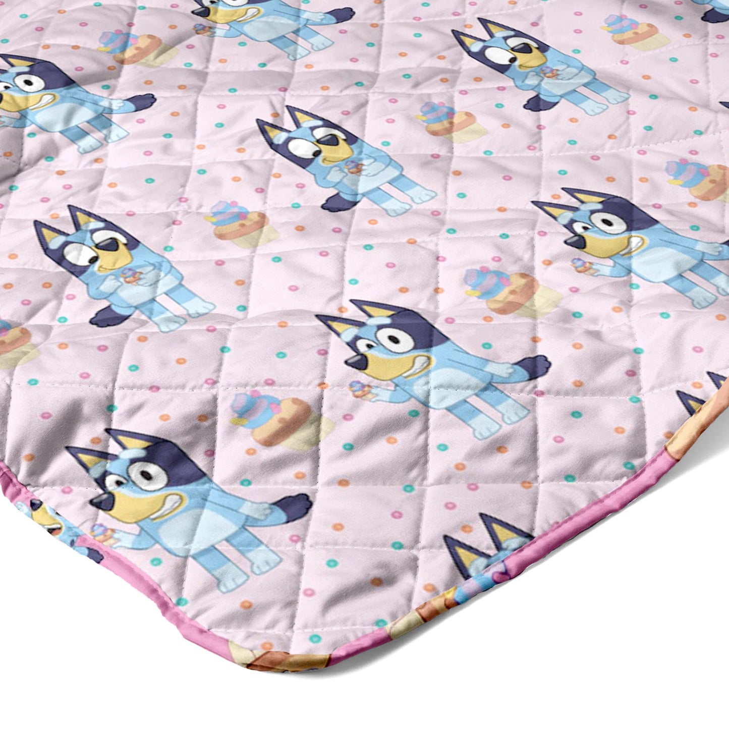 Northwest Bluey Cupcake Stars Quilted Reversible Throw Blanket – Official BlueyThrow Blanket, for Any Kid - Bed, Couch, or Playroom, 60 x 80 Inches