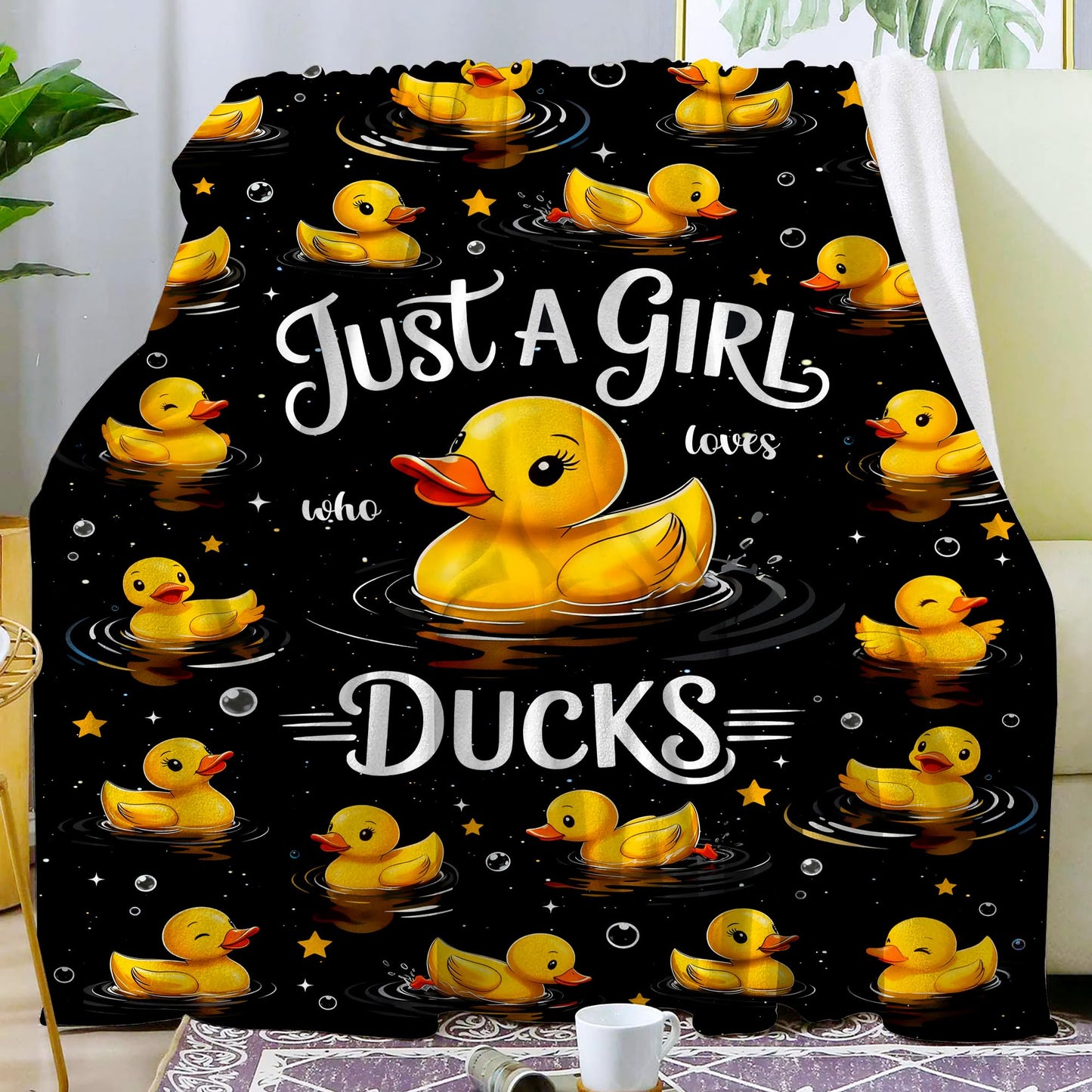 Duck Blanket Soft Warm Fluffy Flannel Rubber Ducks Blanket Themed Throw Blanket Bedding Decor Stuff Blankets Gifts for Duck Lover for Women Girls Kids Adults 50"x40"