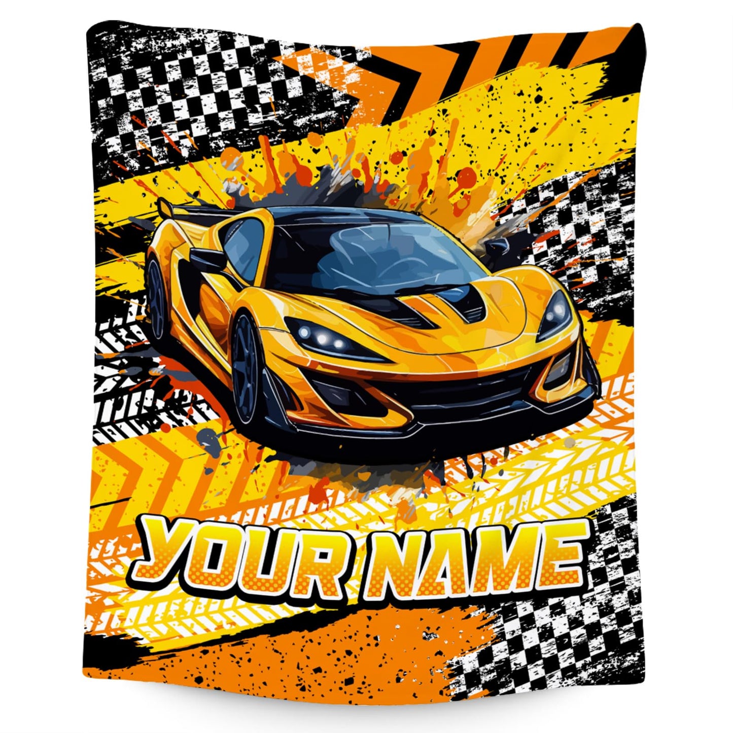 AIOMXZZ Boys Blanket, Personalized Racing Car Blankets Gifts for Kids Toddler, Sports Throws with Car for Bedding Room, 4 Size