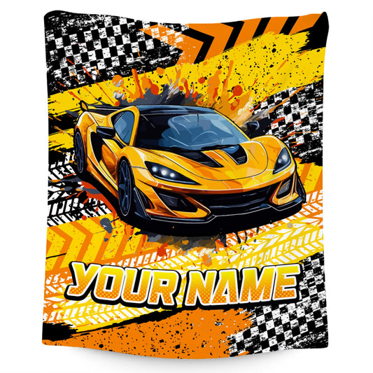 AIOMXZZ Boys Blanket, Personalized Racing Car Blankets Gifts for Kids Toddler, Sports Throws with Car for Bedding Room, 4 Size