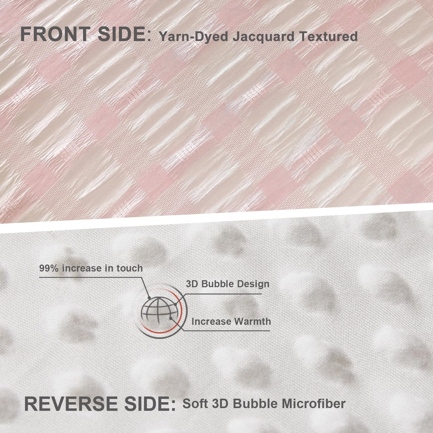 tohrisa Boho Comforter Set Twin Size - 2 Pieces Lightweight Jacquard Seersucker Bedding Sets (1 Soft Fluffy Grid Comforter & 1 Pillowcase) - All Seasons Cozy Modern Bed Set(68"x90" Blush Pink)
