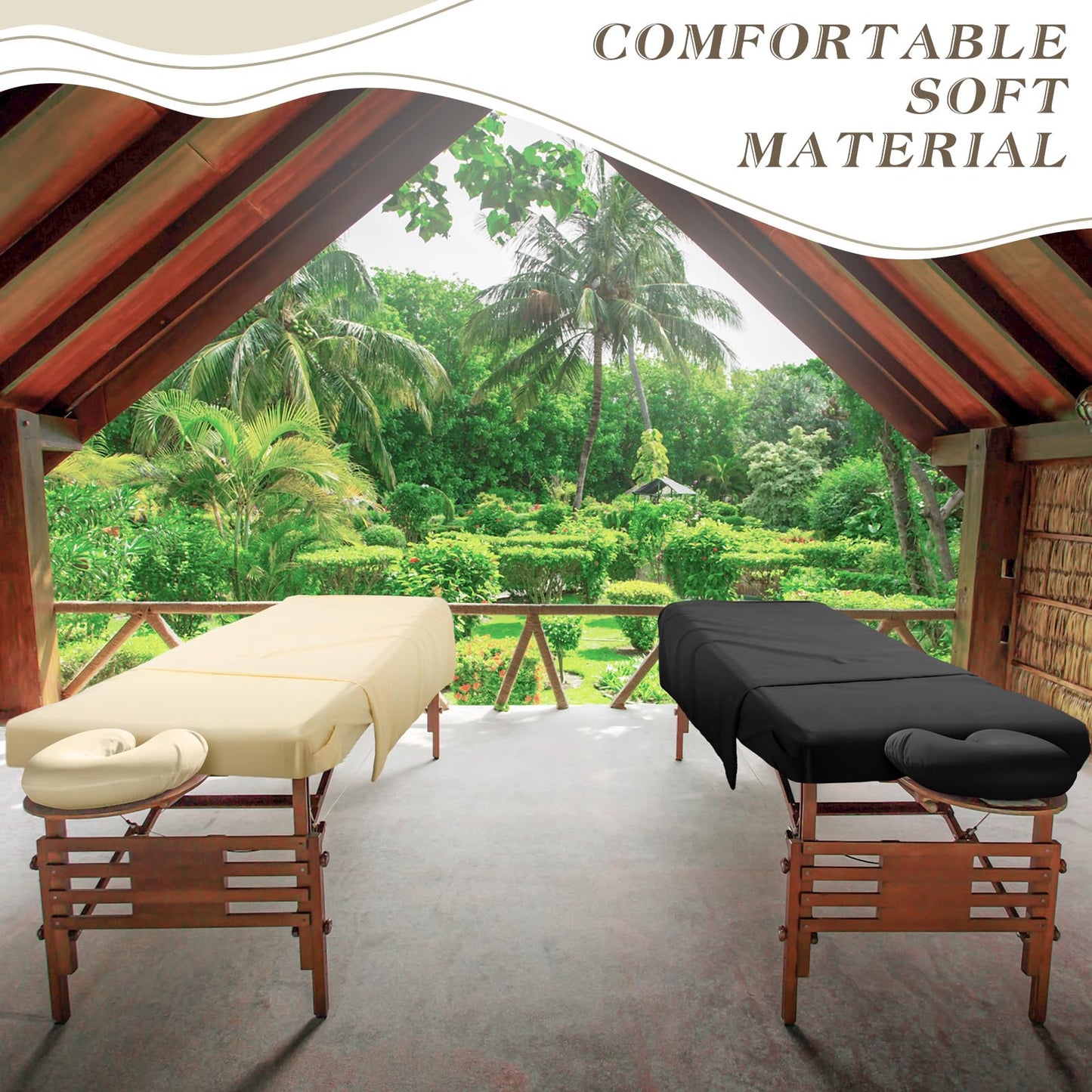 Mixweer 9 Pcs 3 Set Microfiber Massage Table Sheets Set Bulk Includes Flat Sheet, Fitted Sheet with Pocket, Face Rest Cover(Black, White, Beige)