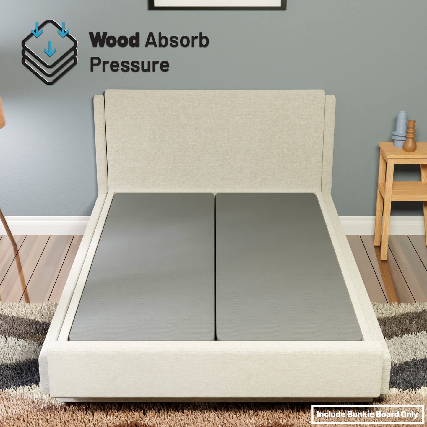 Greatonn, 1.5-Inch Split Bunkie Board for Mattress/Bed, Fully Assembled, Improved Comfort and Support, Queen, Grey