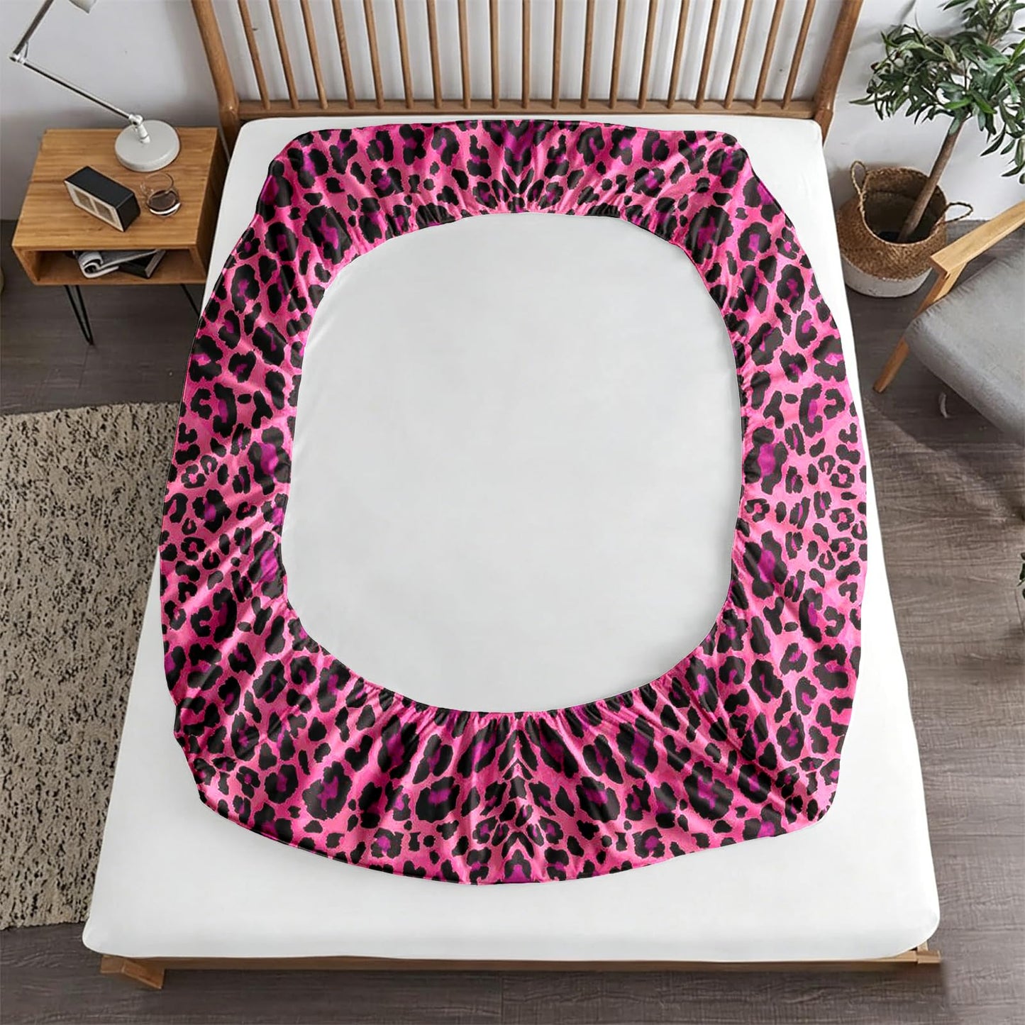 MUSOLEI Colorful Girl Fitted Sheet Set Leopard Print Sheet, 3D Rainbow Bedding Set Girls Twin Sheets 2PCS Boho 1 Fitted Sheet with 1 Pillowcase Wrinkle Free Cozy Microfiber Twin Sheets for Girls (T)