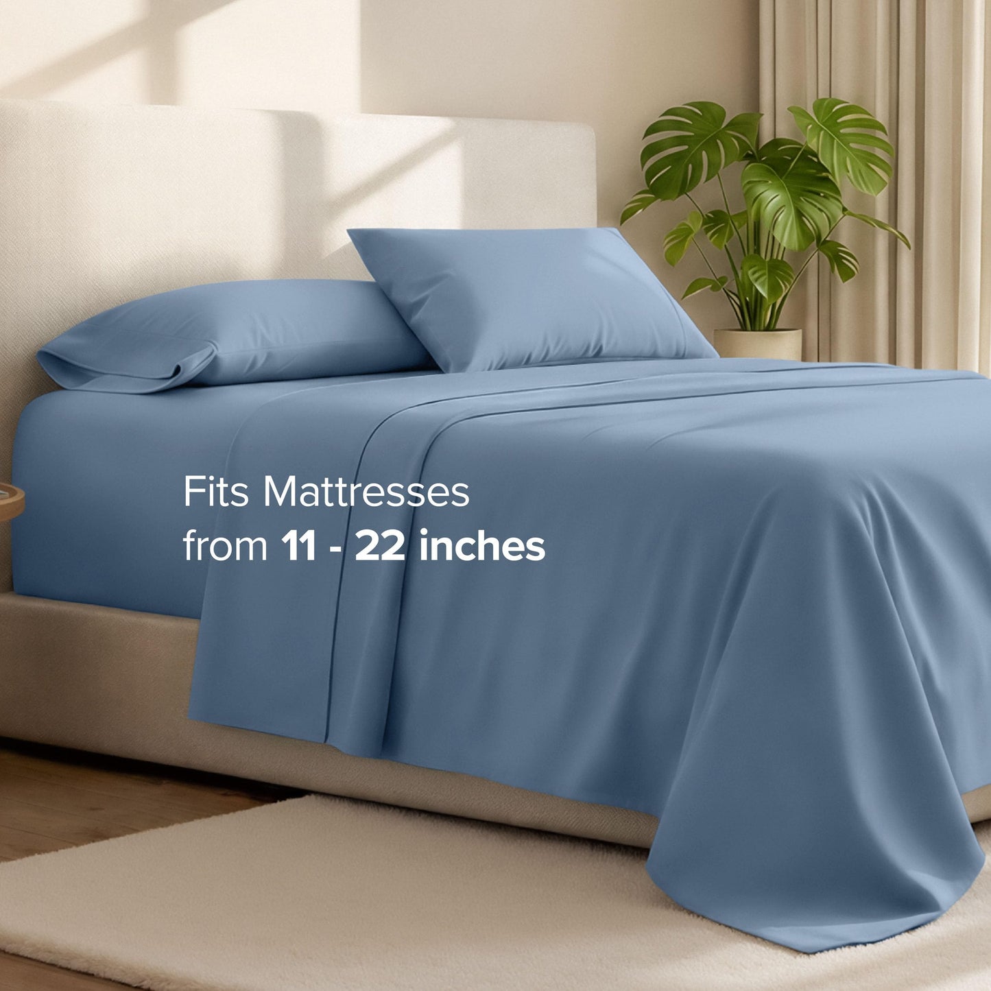Bare Home Twin XL Sheet Set - 22'' Deep Pockets - Luxury 1800 Ultra-Soft Microfiber - Double Brushed - Easy Fit - 3 Piece Set - Bedding Sheets & Pillowcases (Twin XL, Coronet Blue)