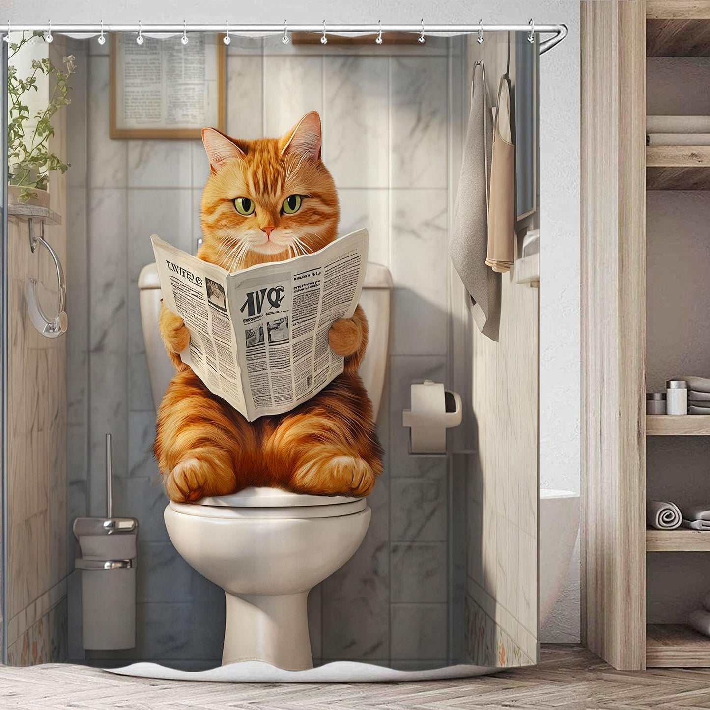 Wegklazax Cat Shower Curtain Funny Shower Curtain Fun Shower Curtains for Bathroom Animal Shower Curtain Set with 12 Hooks Funny-06 72×72 Inches