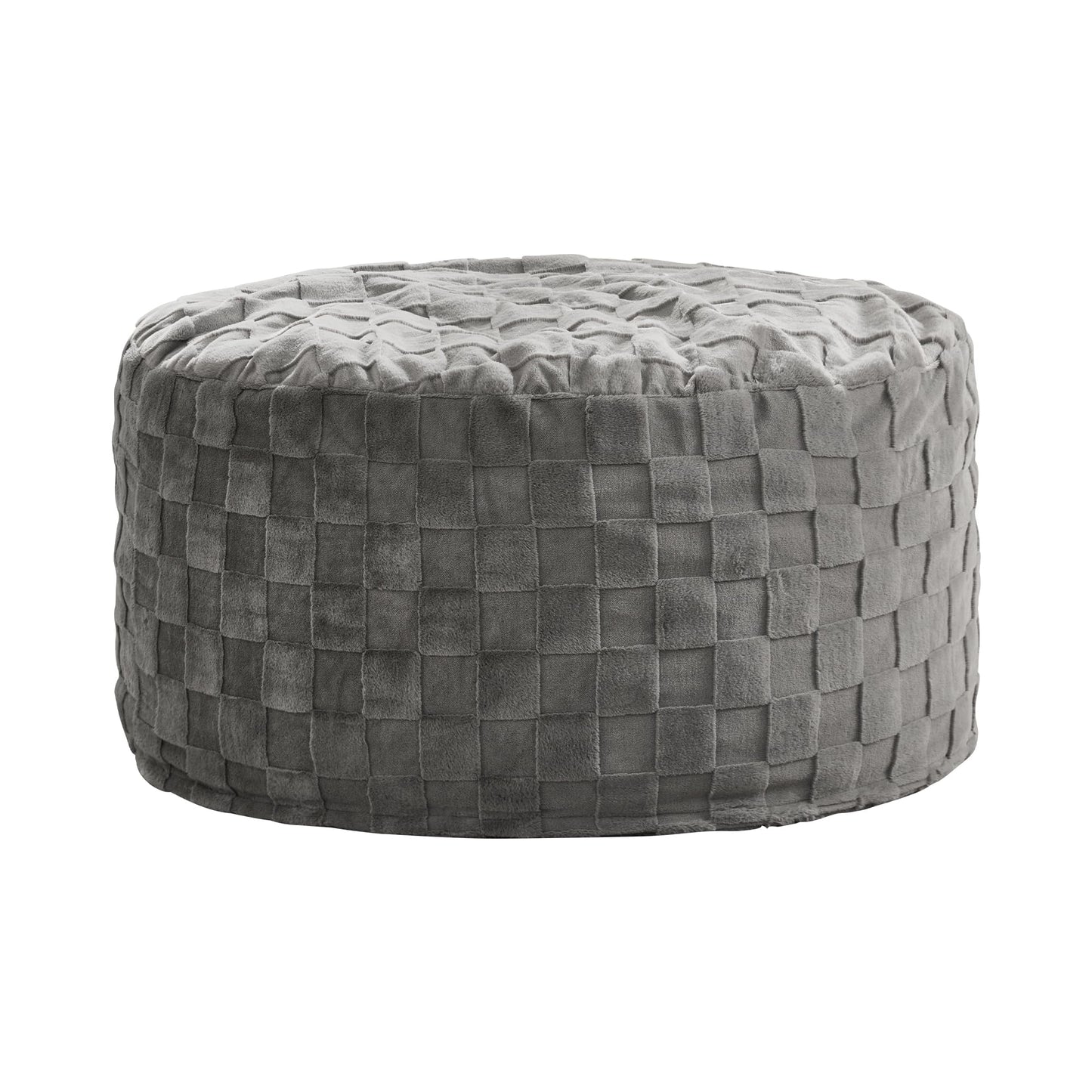 Hobestluk Bean Bag Chairs Beanbag Chair with Filler Adult Bean Bags with Fluffy Plaid Cover, Giant Bean Bag Chairs for Adults for Living Room, Bedroom (Grey, 3FT - 36” x 36” x 22”)