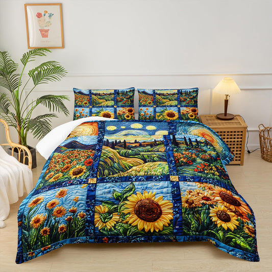 lneffble Yellow Sunflower Twin Size Comforter Set，Bedding Twin Size Quilts Sunflower，Rustic Farmhouse Bedroom Set Bedding Set，with 1 Comforter with 2 Pillow Case