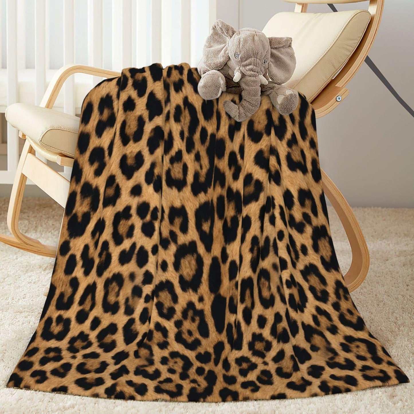 Gbuzozie Leopard Print Fleece Blanket Lightweight Ultra-Soft Wild Animal Fur Pattern Throw Blanket for Sofa Couch Bed Camping Travel - Super Soft Cozy Microfiber Blanket 50"X40"