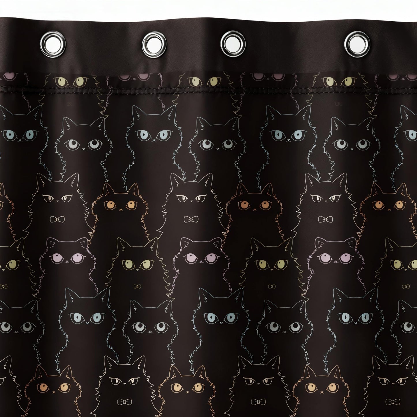 SDIII Black Cat Shower Curtain Set 72x72 Inch, Waterproof Microfiber Shower Curtain Cat Black for Cute Animal Themed Bathroom Decor Halloween