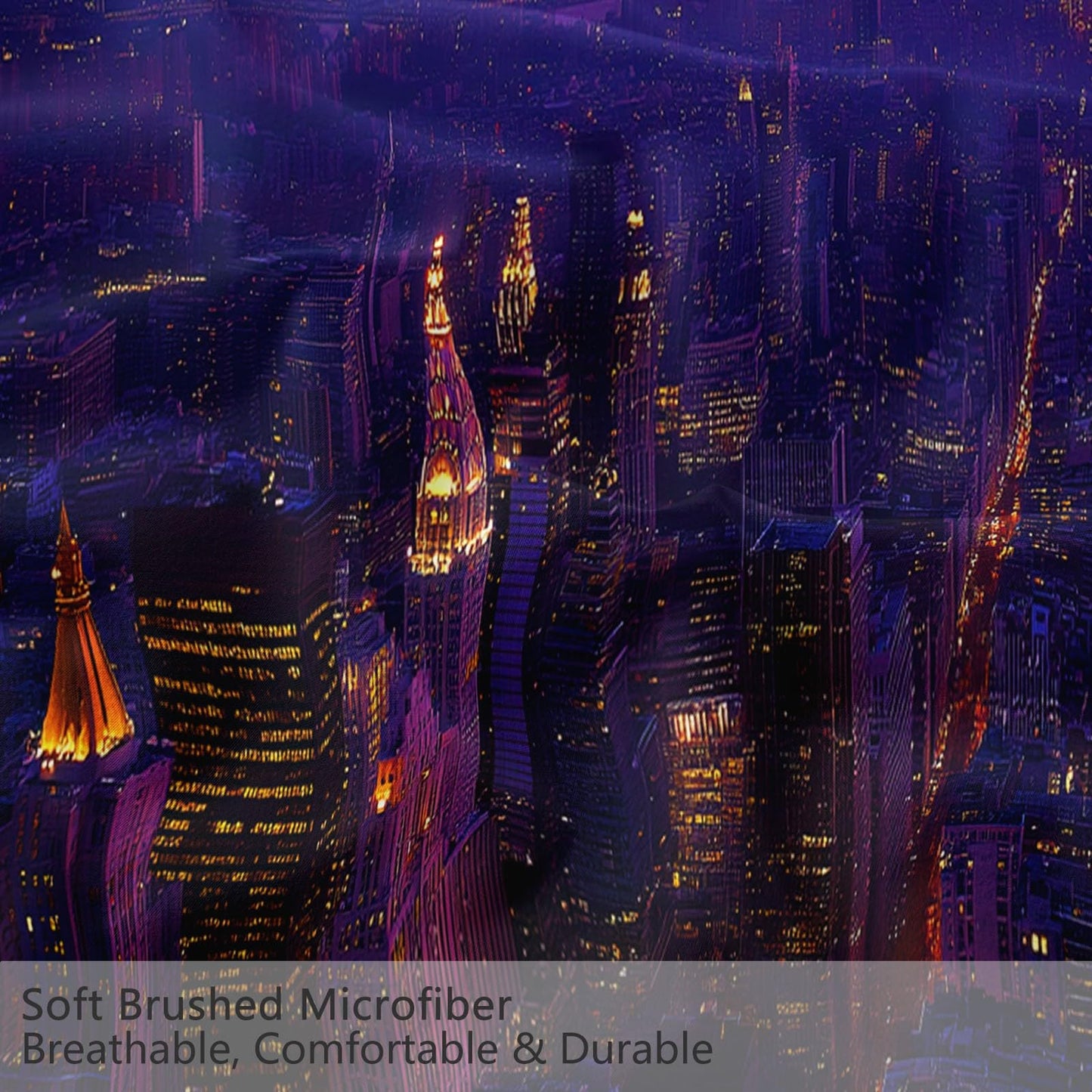 Super Soft Cityscape Duvet Cover Set Twin Size, Neon Art Skyscrapers Bedding for Kids Boys Girls Teens - Breathable and Anti-Allergic Soft Comforter Cover 2 Pillow Shams