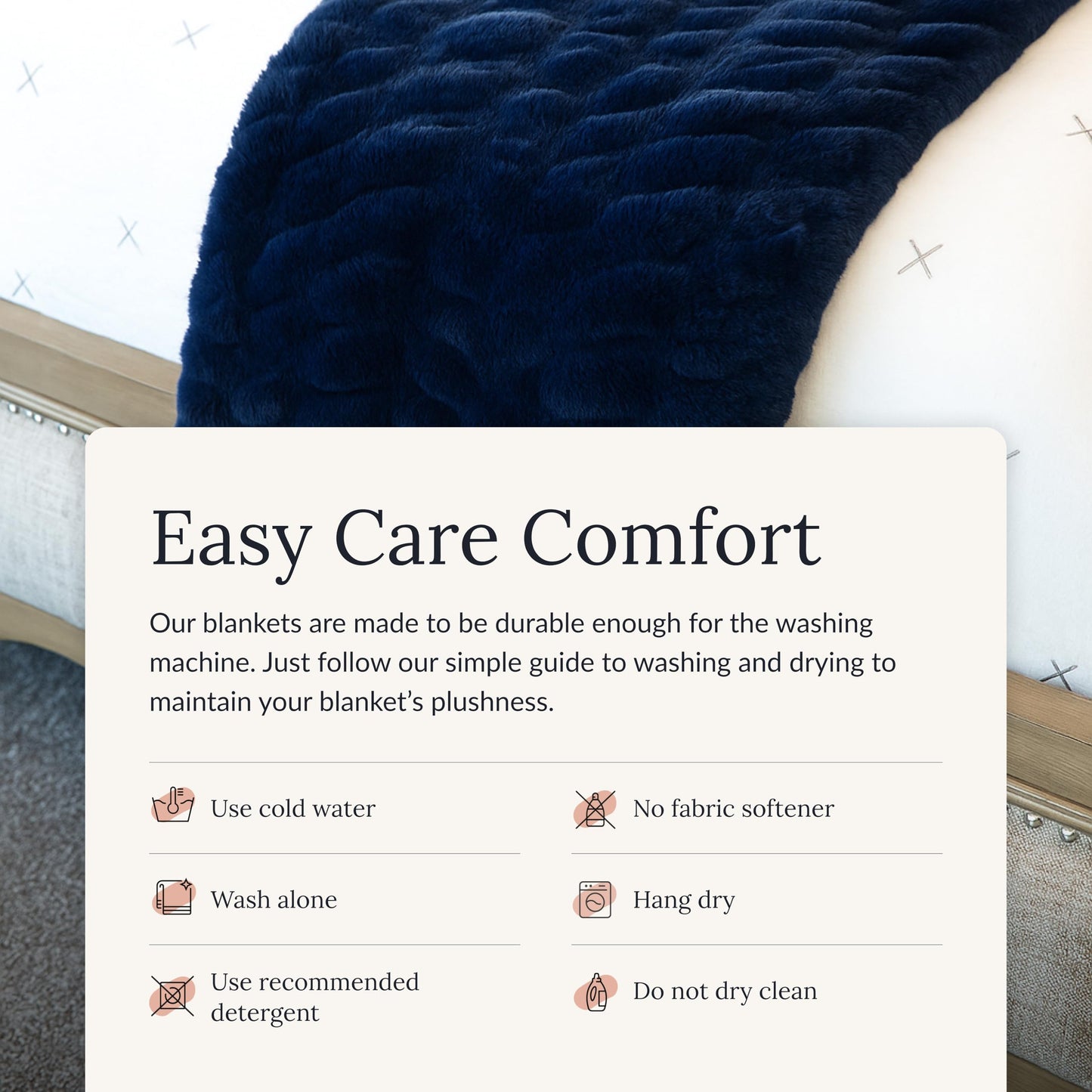 Minky Couture Hugs Blanket - Extra Plush Blanket for Premium Gifting - Stretchy Bubbled Cozy Throw - Silky Smooth - Durable & Machine-Washable - Travel-Friendly - Adult, Navy