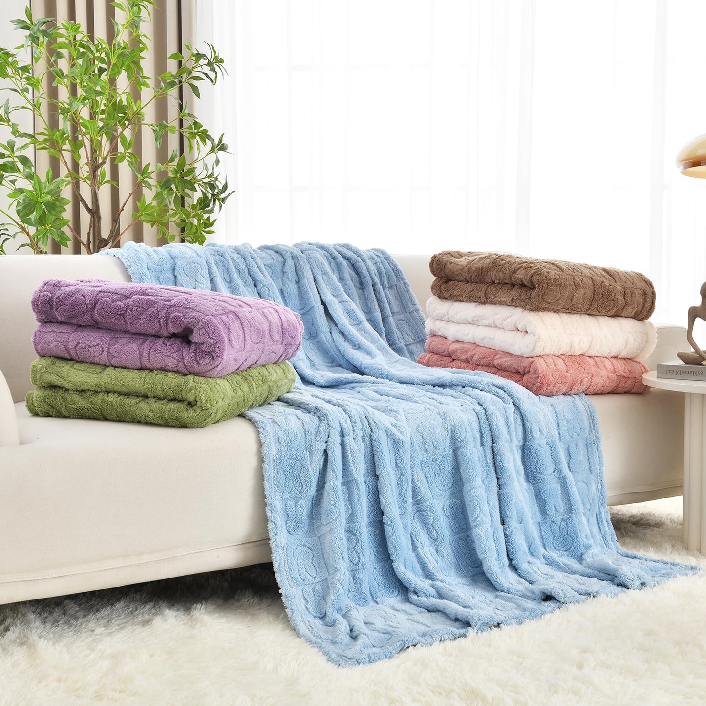 GIOKARNNA Bunny Checkered Throw Blankets,Soft Warm Blankets for Lover Women Men Friends Gifts Pets,Lightweight Fuzzy Blanket for Couch Sofa Bed Travel and Camping(Beige,90"x90")