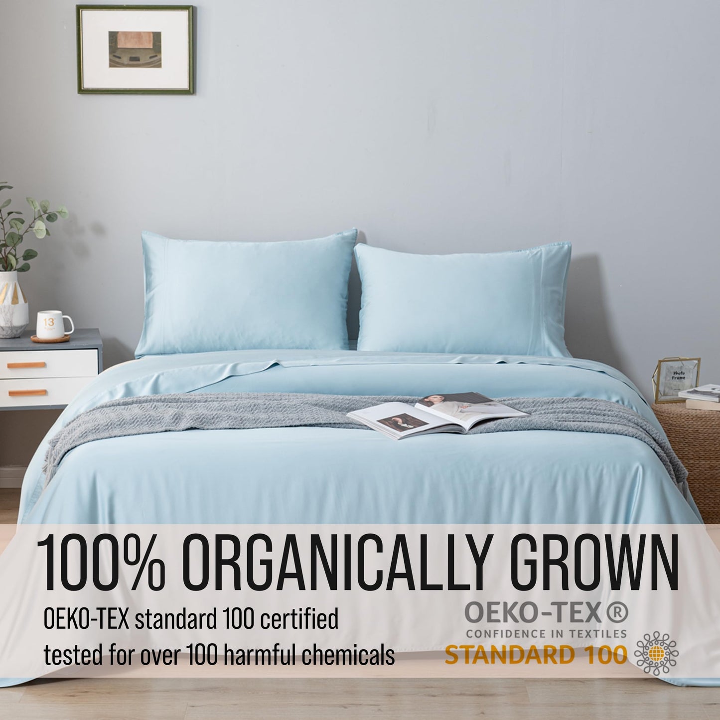 Bella Coterie Luxury Bamboo Viscose Queen Size Sheet Set | 100% Organically Grown | Ultra Soft | Cooling for Hot Sleepers | 18" Deep Pocket [Coastal Blue]