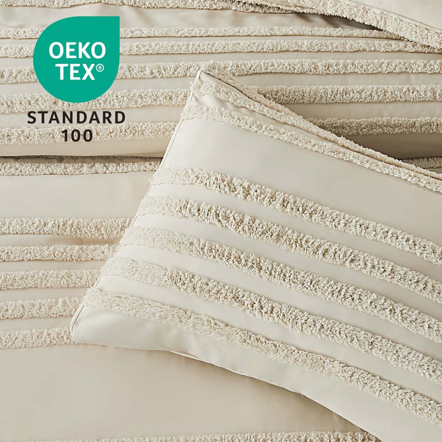 BEDELITE Boho Comforter Set Queen Size, Beige Tufted Boho Bed Set 3 Pieces, Soft & Lightweight Comforter for All Seasons, Jacquard Farmhouse Bedding Set with 2 Pillow Shams