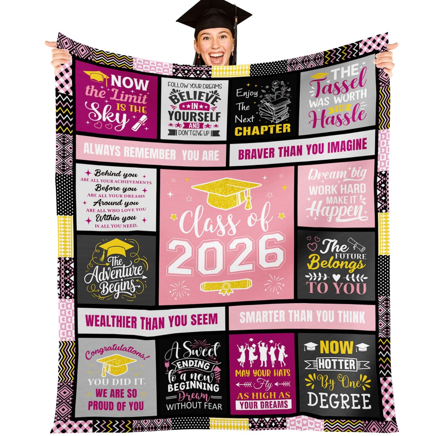 Wxiben 2026 Graduation Gifts for Her - Class of 2026 Graduation Blanket High School Seniors Nurse College Phd Graduate Gifts Grad Congrats Flannel Throw Blanket for Women 60 x 50 Inches