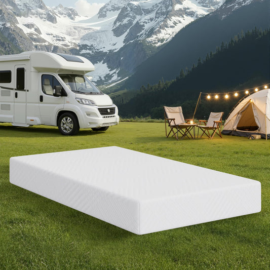 MLILY Short Queen RV Mattress in a Box, 8 inch Mattresses for RVs, Campers & Trailers, Green Tea Memory Foam Mattress for Cool Sleep & Pressure Relief, Medium, 60" x 75"
