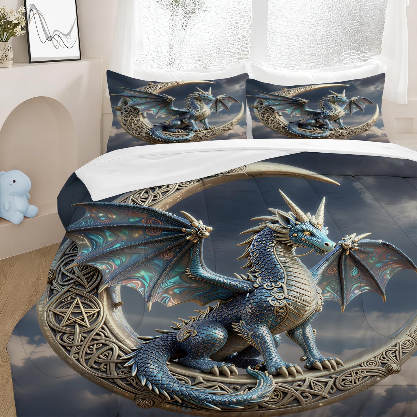 CERYUEE Dragon Comforter Set Twin Size 3D Dinosaur Bedding Set Pterosaur Quilt Bed Sets for Kids Boys Teens Bedroom Decor 1 Comforter+ 1 Pillowcase