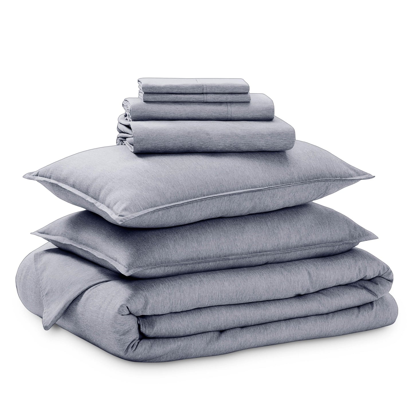 Bare Home Bed-in-A-Bag 7 Piece Comforter & Sheet Set - Queen - Goose Down Alternative - Ultra-Soft 1800 Premium Bedding Set - Cationic (Queen, Heathered Midnight Blue)