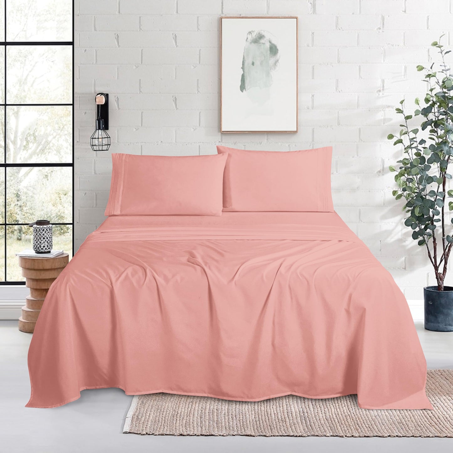 Mocassi Full Size 4-Piece Bed Sheet Set - 1800 Premium Hotel Quality Microfiber 18-24 Inches Extra Deep Pocket Fitted Sheet- Luxury Soft, Breathable, Wrinkle, and Fade Resistant, Dusty Rose