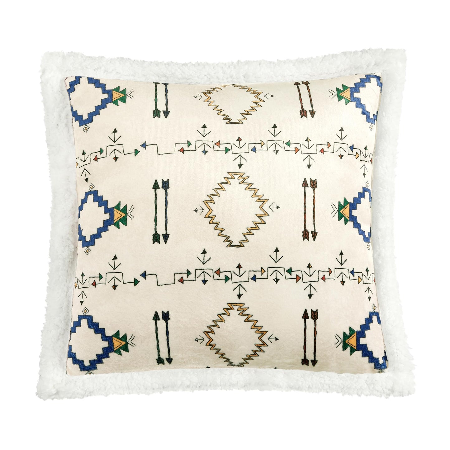 Paseo Road Indigo Hill by HiEnd Accents Arrow Indian Aztec 3 Piece Sherpa Throw Blanket Set, Tribal Navajo Print Fleece Throw Set, Western Southwestern Style, 1 Throw and 2 Pillows