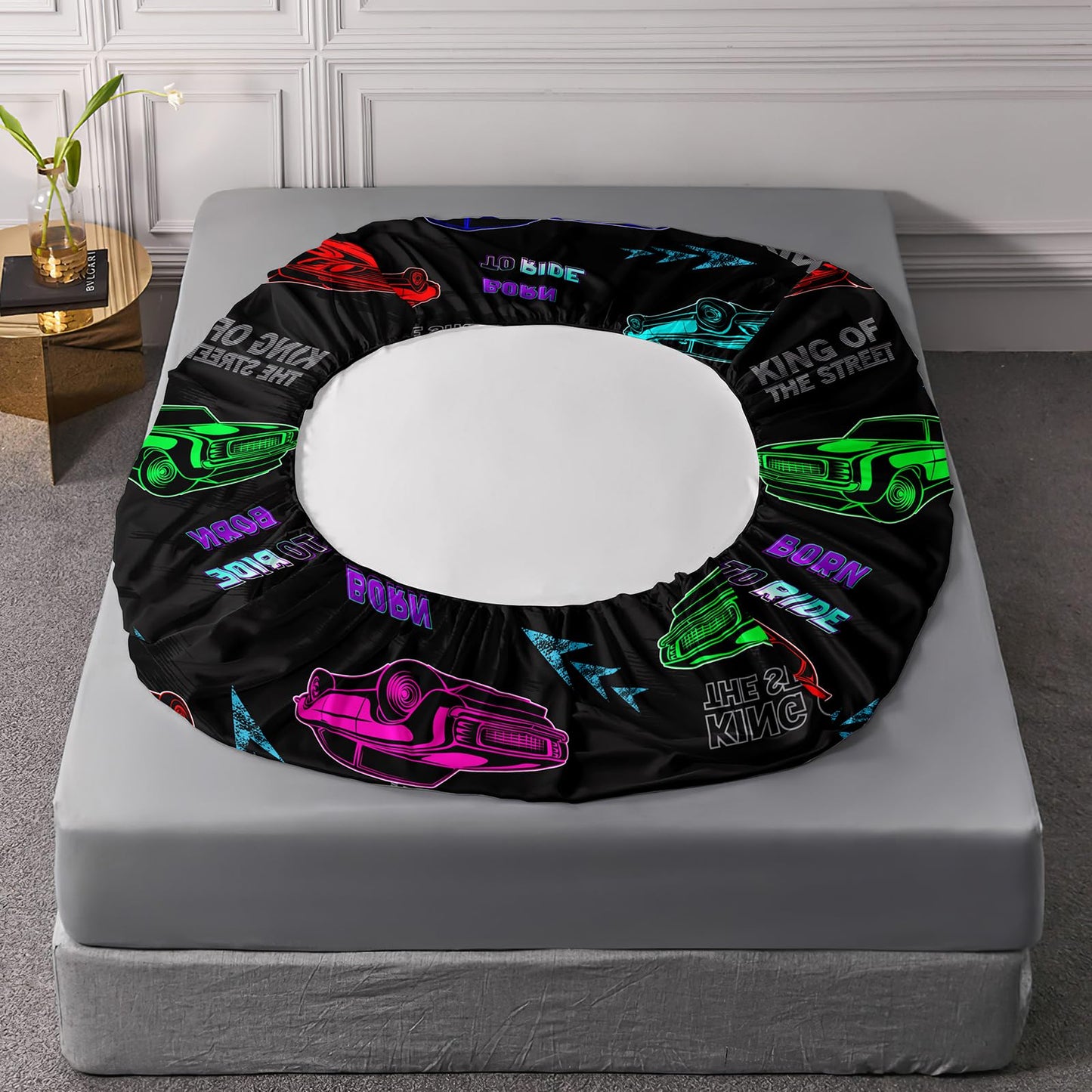 AILONEN Racing Car Fitted Sheet Queen Size, Fast and Furious Extreme Sport Games Bedding Sets for Kids Boys Teens,Cartoon Sports Car Bed Sheet Set,1 Deep Pocket 2 Pillowcases,3 Pcs