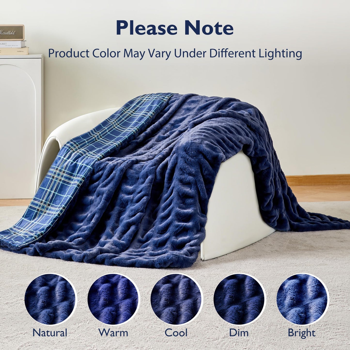 ALPHA HOME Blanket Soft Throw Blanket, Lightweight Fluffy Throw Blanket Throw Size, Luxury Home Decor Throw Blankets for Couch, Sofa, Bed, Blue