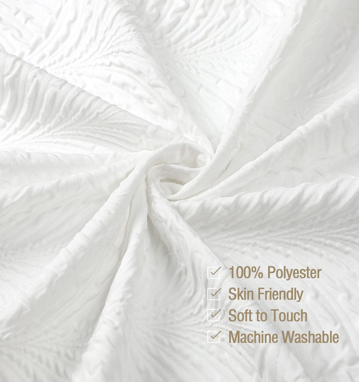 Gibelle White Shower Curtain for Bathroom, 3D Embossed Textured Fabric Shower Curtain, Modern Farmhouse Chic Soft Cloth Shower Curtain Set, 72x72