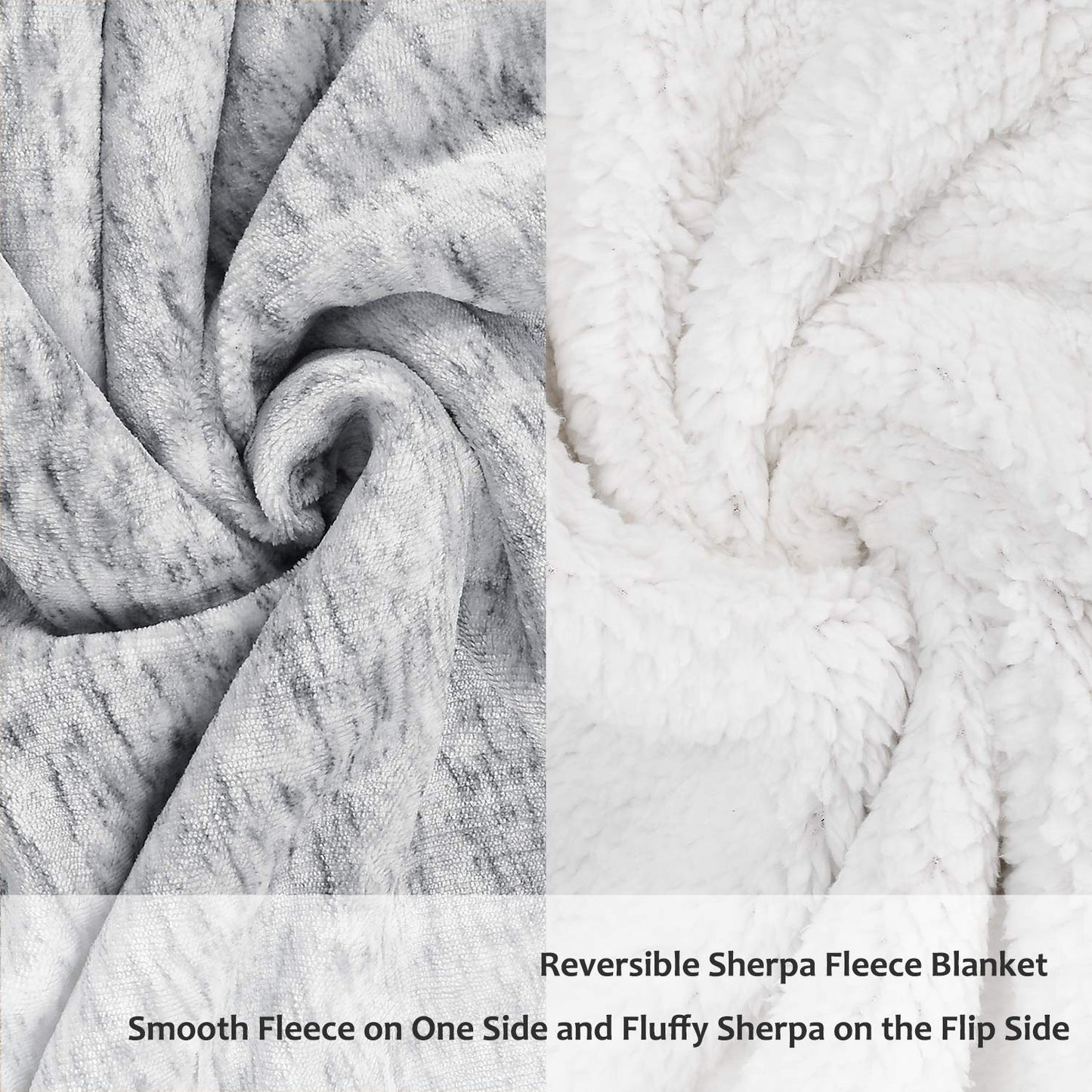 Catalonia Grey Sherpa Throw Blanket, Super Soft Fluffy Fuzzy Comfy Velvet Plush Fleece TV Blankets Throws for Sofa Couch Bed, Valentine's Day Gifts for Adults Child, 50"x60", Melange