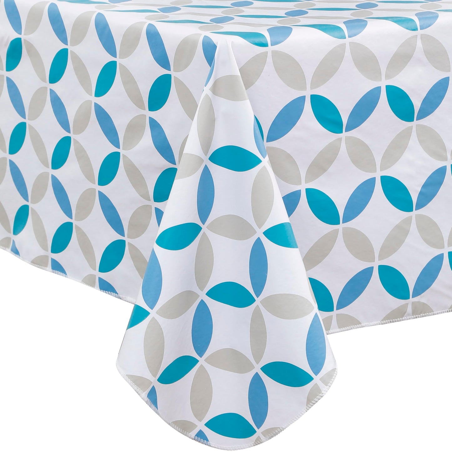 Walrus Heavy Duty Vinyl Tablecloth with Flannel Backing Waterproof Oil-Proof Plastic Table Cloth Stain-Resistant Wipeable Table Cover for Indoor and Outdoor (Geometric Leaf,54x54 Inch)