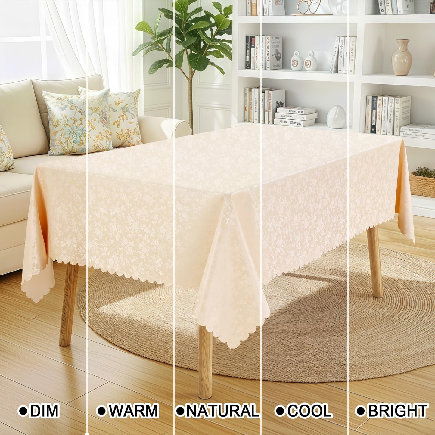 Smiry Rectangle Table Cloth, Waterproof Heavy Duty Vinyl Tablecloths, Wipeable Washable Table Cover for Kitchen and Dining Room (Beige, 70" X 90")