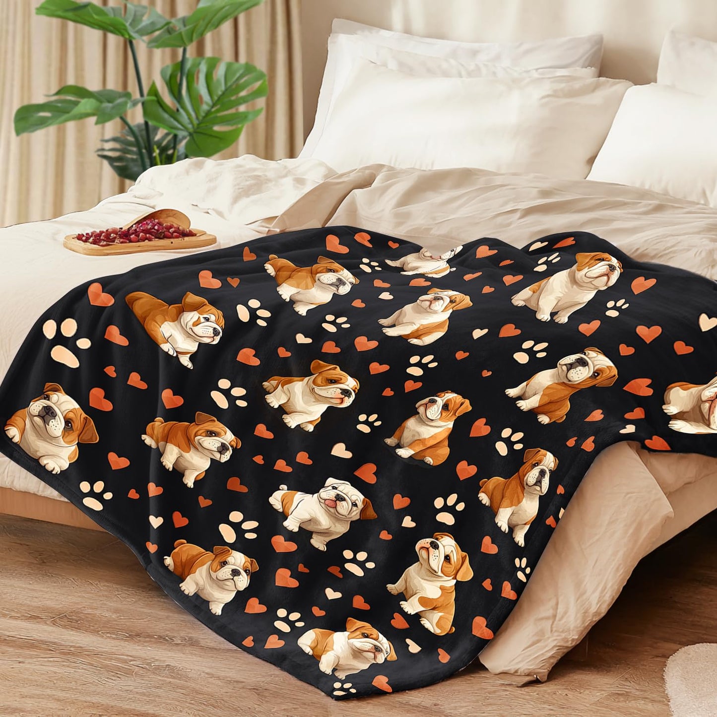 English Bulldog Blanket English Bulldog Decor Cozy Animal Throw Super Soft Plush Flannel Fleece Blanket Gift for Kids Adults Men Women Ultra Warm & Lightweight Flannel, 50"X40"
