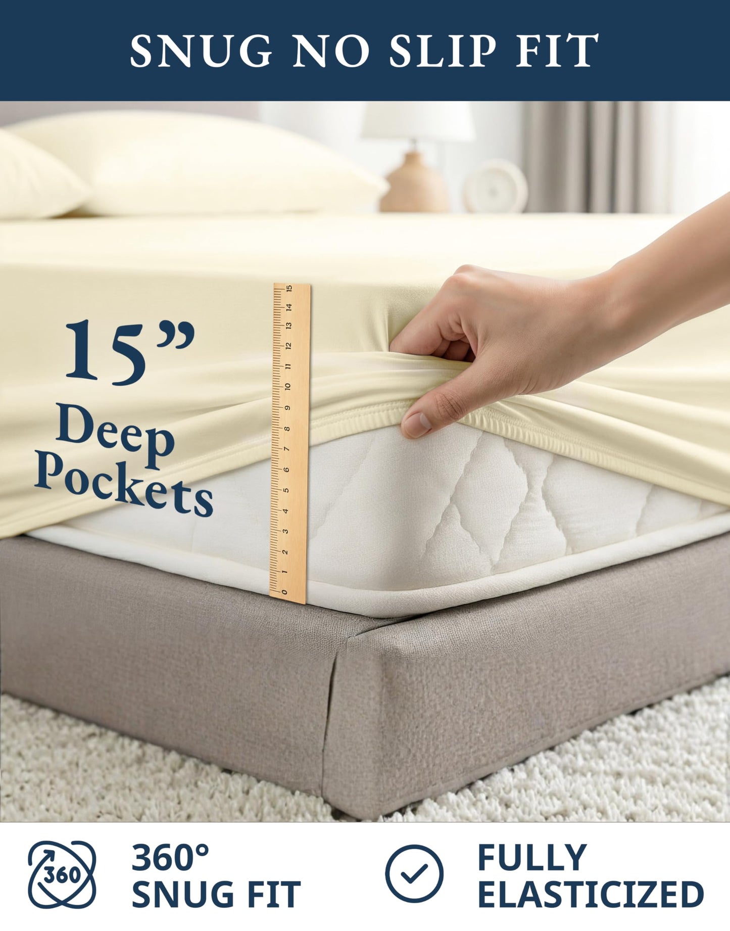 LANE LINEN Cotton Twin Sheets 100% Organic Cotton GOTS Certified Percale Weave Deep Pocket 3 Piece Soft Breathable Cooling Lightweight All Season Machine Washable Crisp - Natural