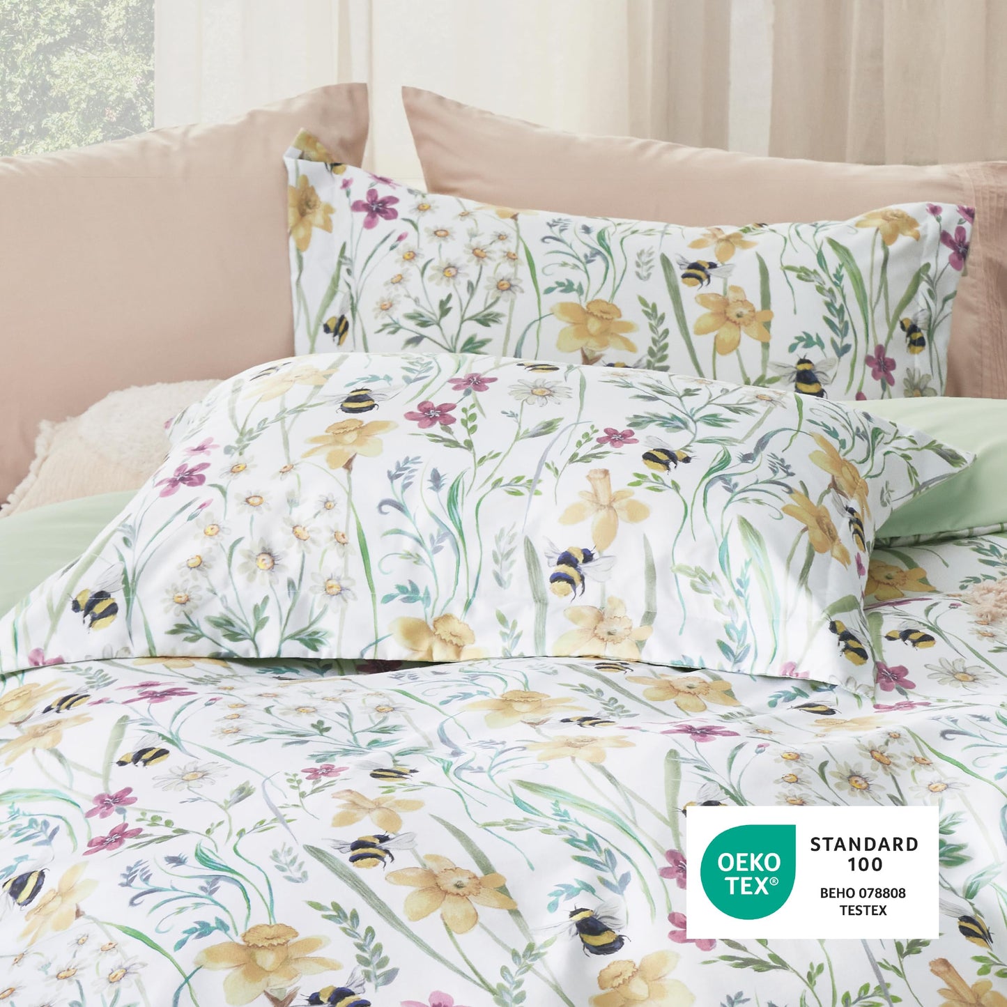 Bedsure Duvet Cover King Size - Reversible Floral Patterned Duvet Cover Set with Zipper Closure, 3 Pieces Green Bedding Set with 8 Corner Ties and 2 Pillow Shams 20"x36"