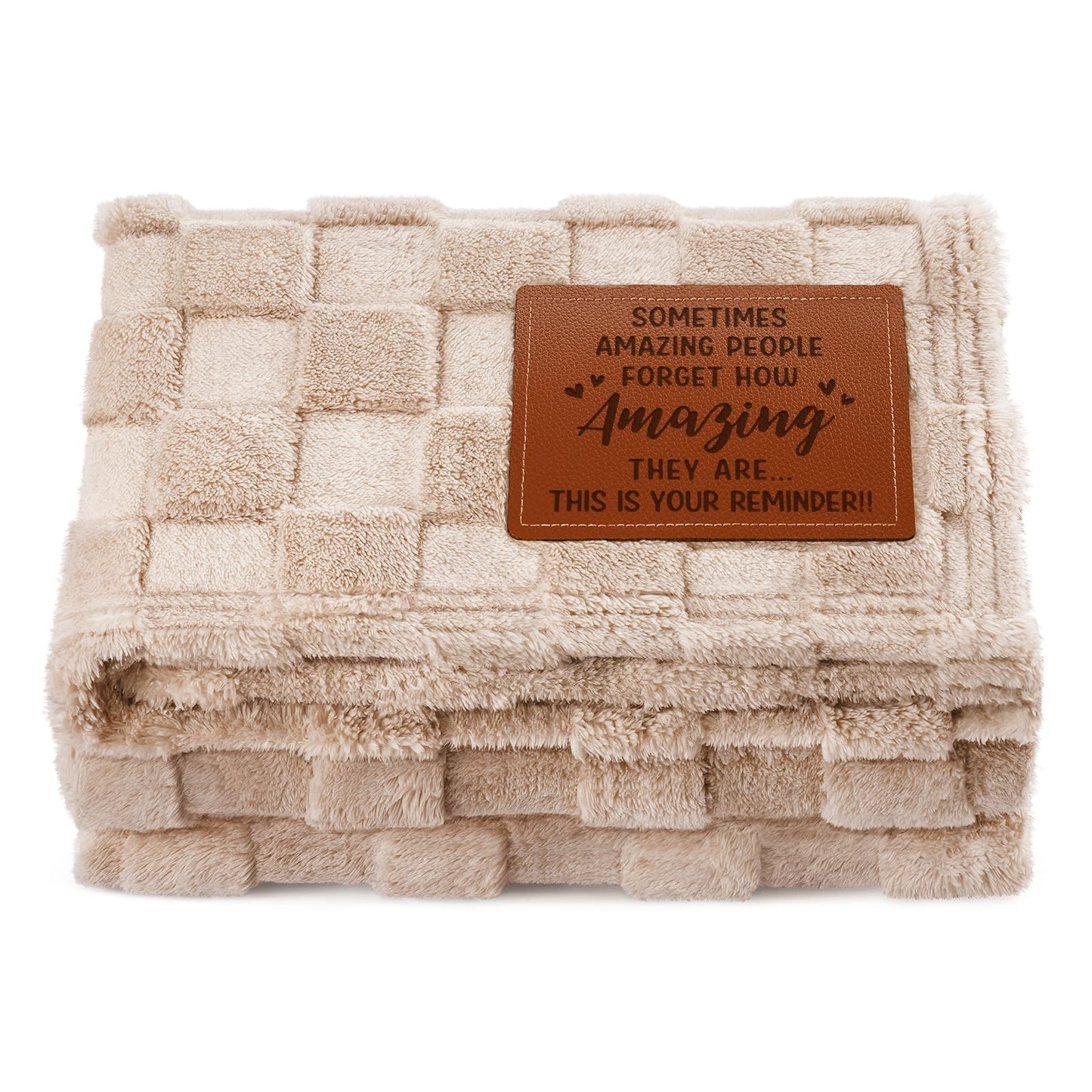 GoMelley Blanket Gifts for Women Men - You are Amazing Blanket - Birthday Gifts for Women Friendship, Thank You/Appreciation Presents, 3D Checkered Throw with Leather Label, 50”×60“