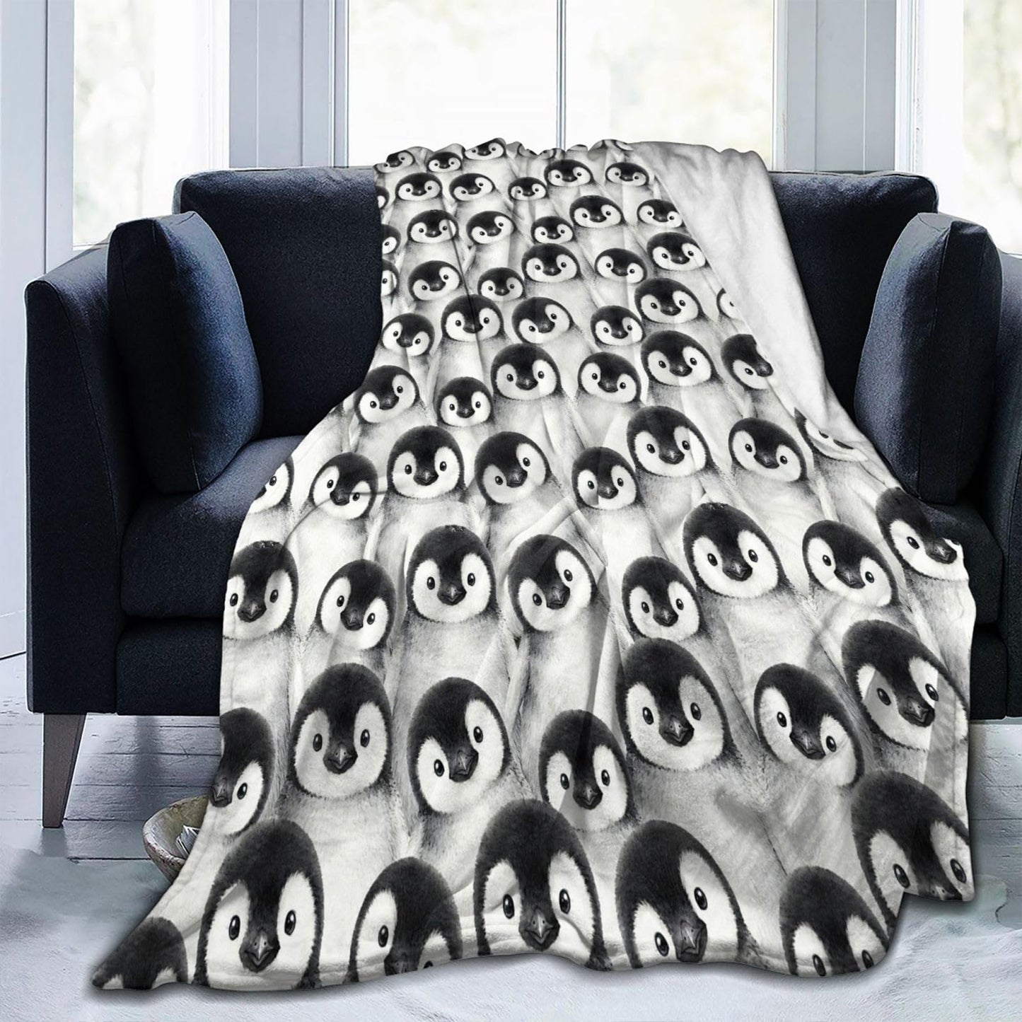 Penguin Throw Blanket Soft Cozy Plush Warm Fleece Blanket for Sofa Couch Bed 60"X50"