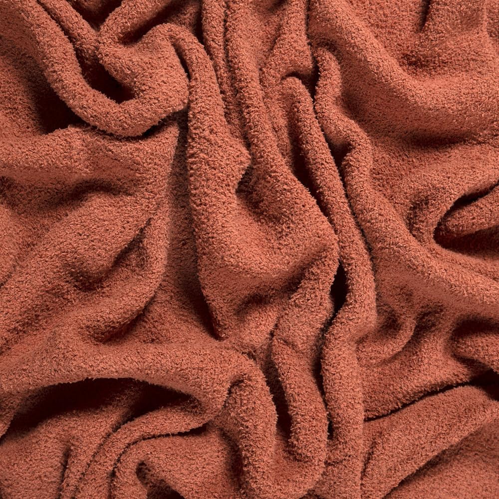 Carstens, Inc. Luxury Soft Stretchy Reversible Plush Throw Blanket, Large 50" x 60", Desert Clay